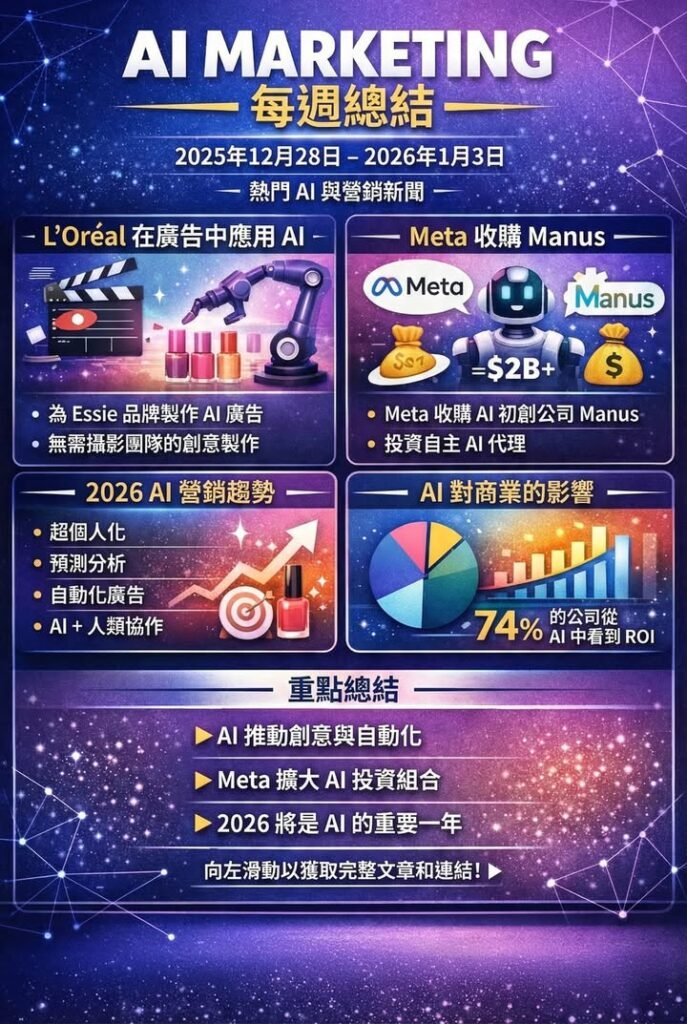 ** 📣 AI 行銷每週精選 AI Marketing Weekly Wrap （2025 年 12 月 28 日 – 2026 年 1 月 3 日）**