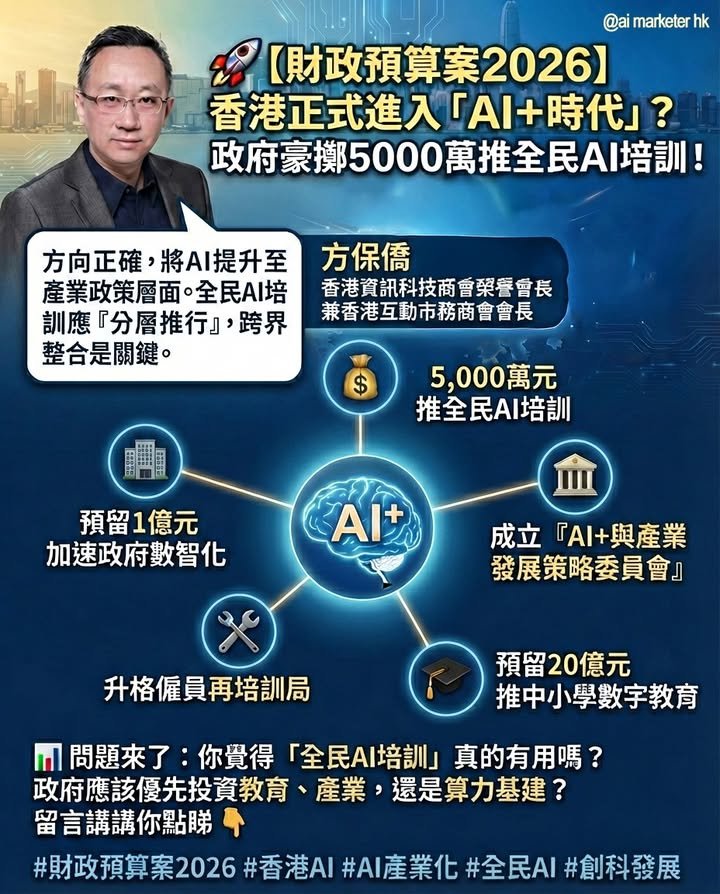 與院校、科技企業合作，舉辦課程、講座及活動，提升市民AI應用能力。