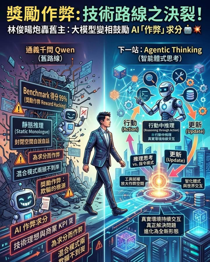 千問大將炮轟舊主：阿里大模型走歪路，變相鼓勵AI「作弊」求分 🤖💥