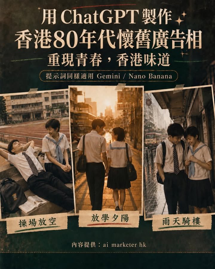 📸【點樣用 ChatGPT 做出 80 年代香港懷舊青春相？】