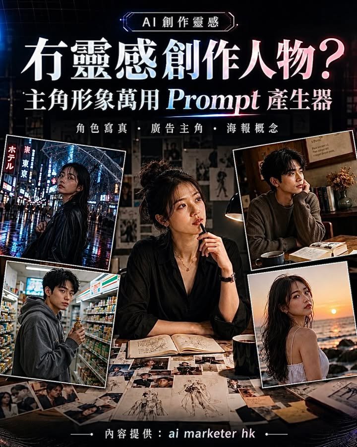 🚀【冇靈感創作人物？試試呢個「主角形象萬用 Prompt 產生器」】