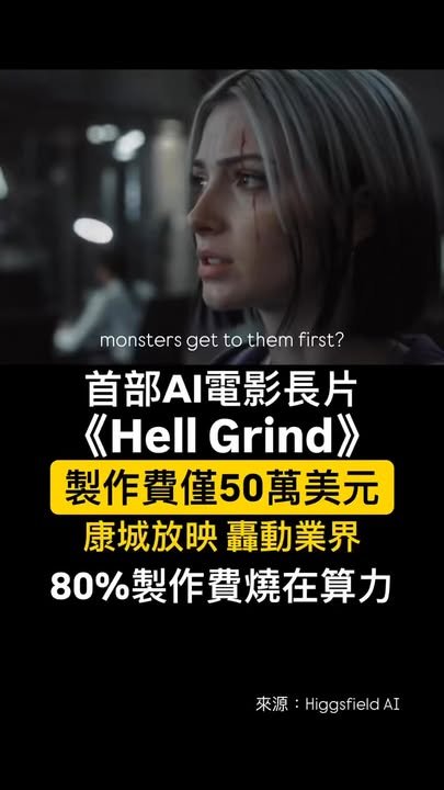 🎬 首部AI電影長片《Hell Grind》製作費50萬美元！康城放映轟動業界　80%製作費燒在算力