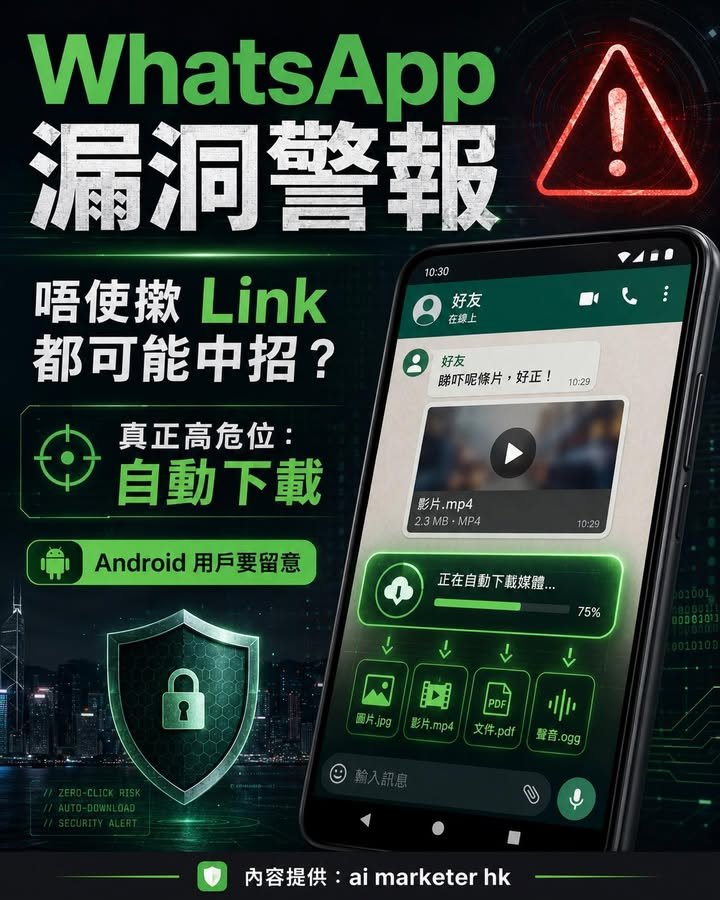 🚨【WhatsApp 唔撳 Link 都可能中招？關掉一個設定，先阻止手機自動下載】