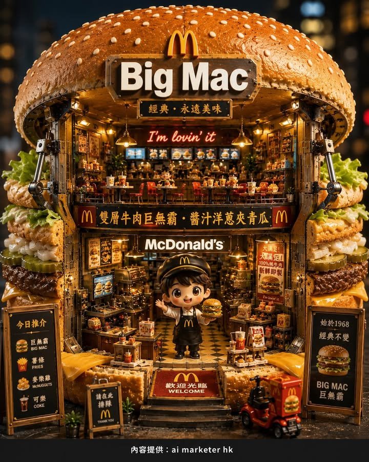 🚀【星期日輕鬆玩 AI：把巨無霸漢堡變成「會打開的微型世界」🍔】