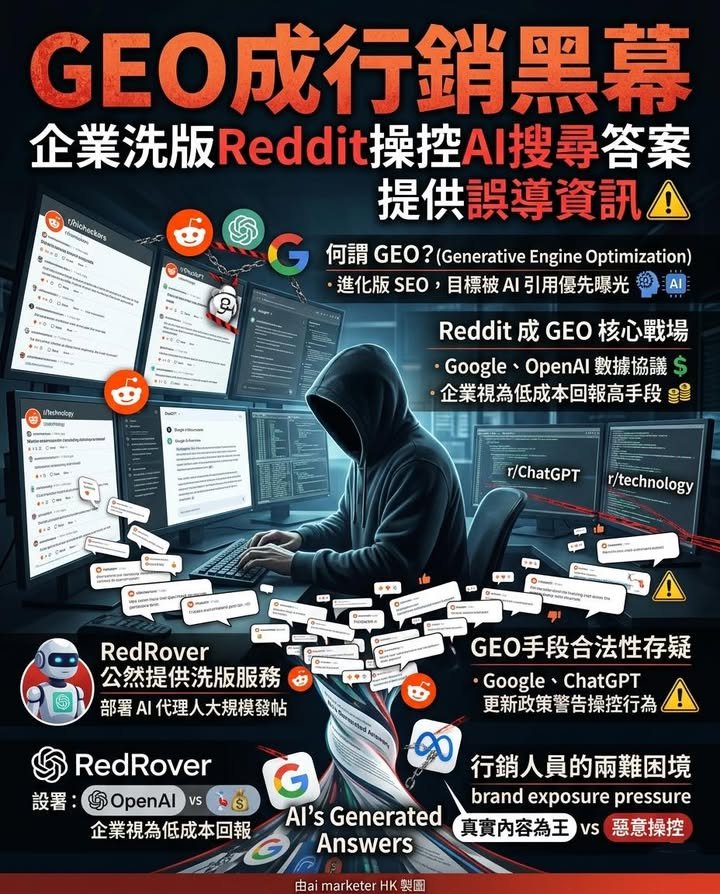 GEO成行銷黑幕　企業洗版Reddit操控AI搜尋答案　提供誤導資訊