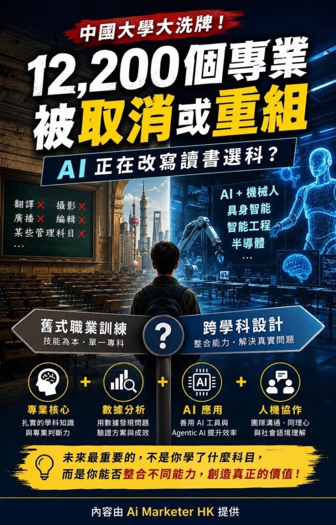 🤖【中國大學大洗牌：12,200 個專業被取消或重組，AI 正在改寫讀書選科？】