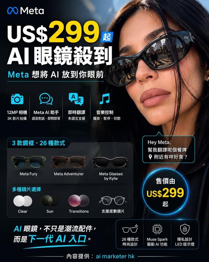👓【US$299 AI 眼鏡殺到：Meta 想將 AI 放到你眼前】