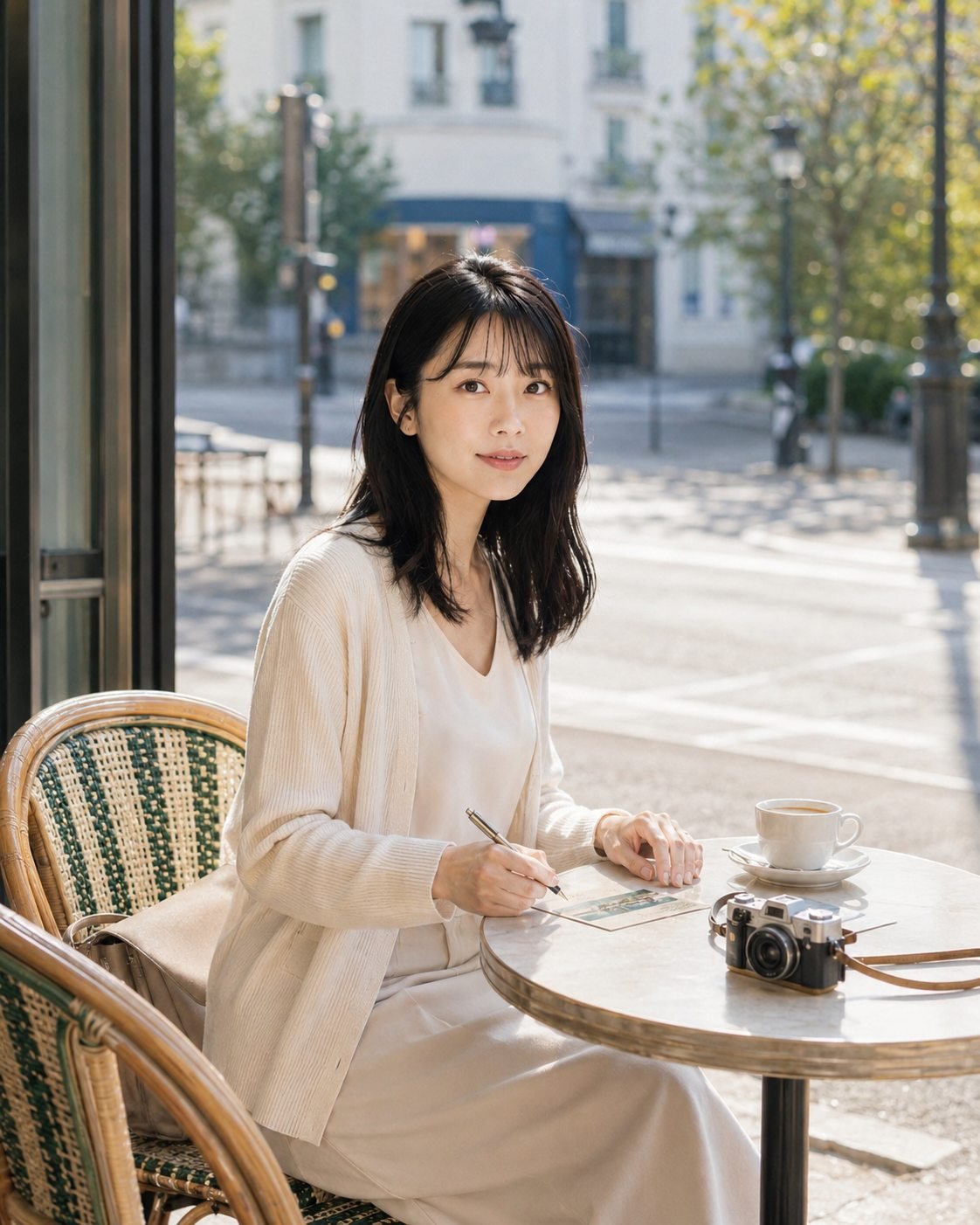 同一 AI 角色在清晨街角咖啡店的故事線示例