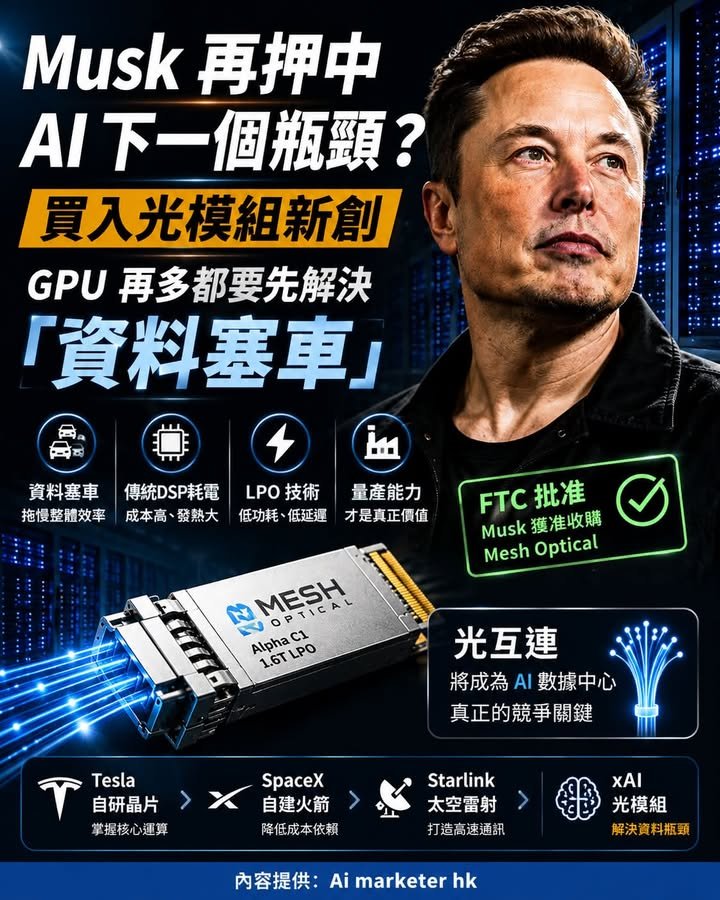 🚀【Musk 再押中 AI 下一個瓶頸？｜GPU 再多，都要先解決「資料塞車」】