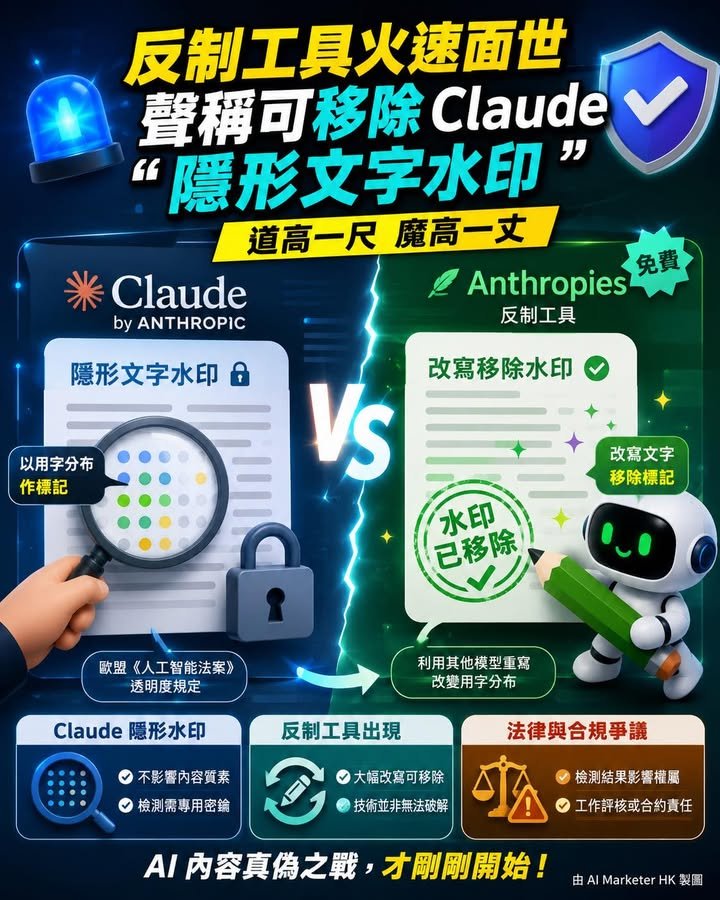 反制工具火速面世　聲稱可移除 Claude 隱形文字水印 道高一尺　魔高一丈