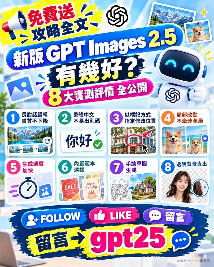 【攻略免費送】新版GPT Images 2.5有幾好？ 8點應用與實測評價 全公開