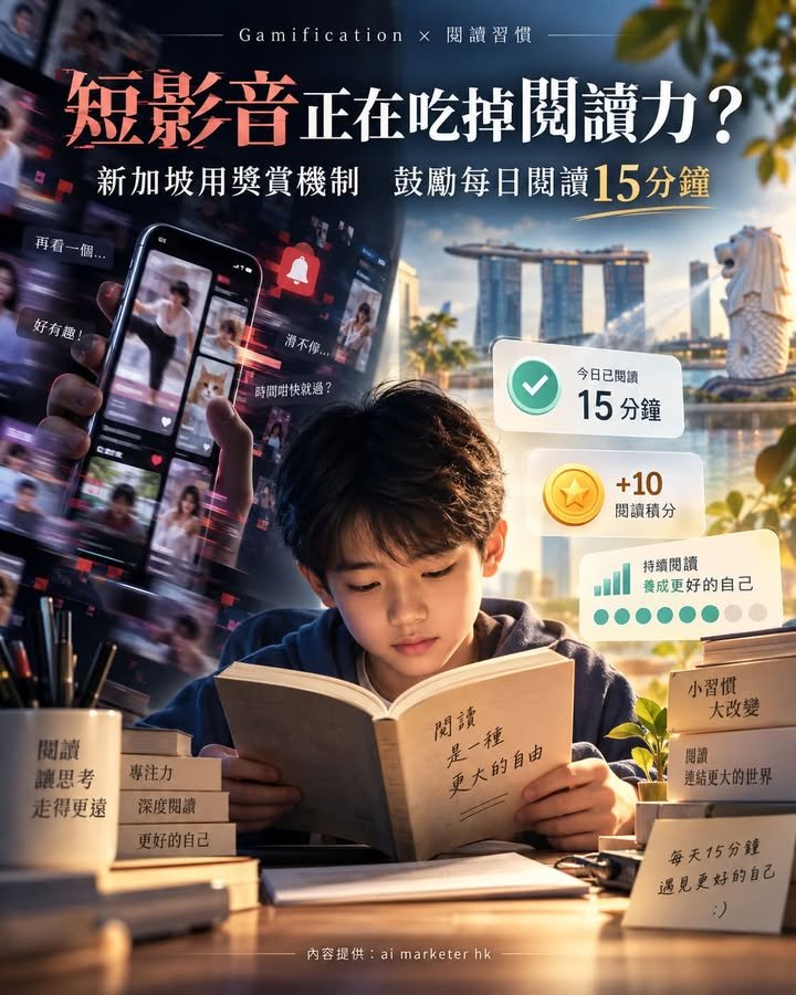 📚【短影音正在吃掉我們的閱讀力？新加坡用「Gamification」叫全民每日讀書 15 分鐘】