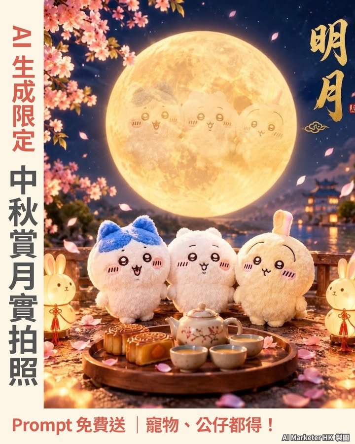 【AI 生成限定！中秋賞月實拍照】Prompt 免費取